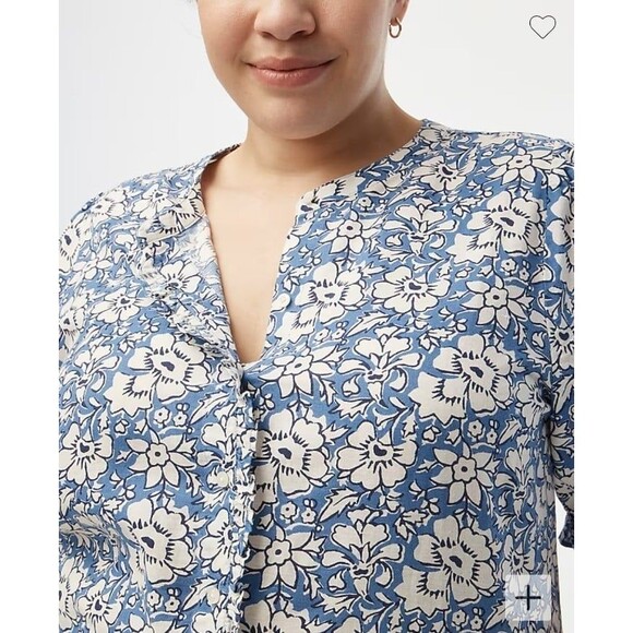 NWOT J Crew Linen-blend ruffle top with puff sleeves Size XXL - Picture 2 of 5